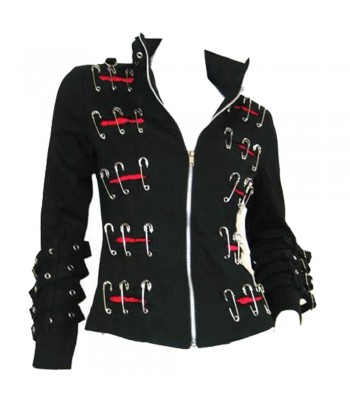 Men Gothic Safety Pin Clipper Gothic Punk Style Jacket 